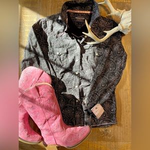 Rough Stock Ladies Western Paisley Shirt Sz Small